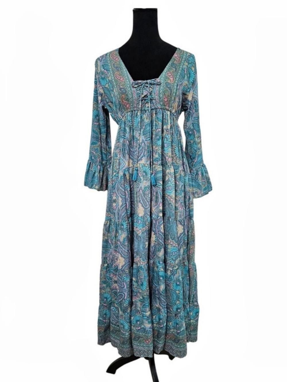 Teal Paisley Maxi Dress -NWOT-Size Medium